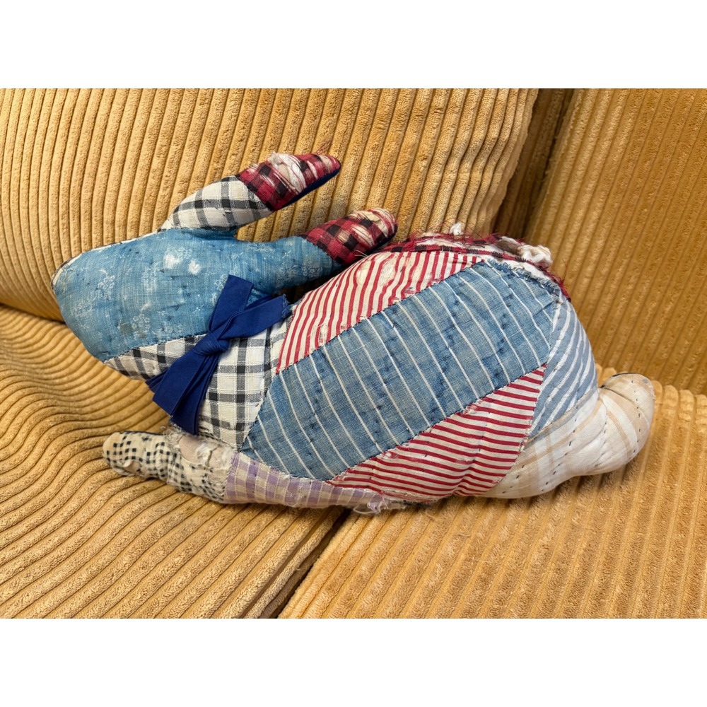 Vintage Handmade Quilted Patchwork Bunny Rabbit Plush Folk Art Primitive